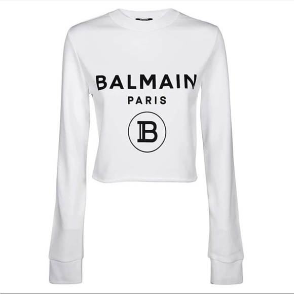 Cropped Sweatshirt White Balmain Sweatshirt AUTHENTIC Balmain